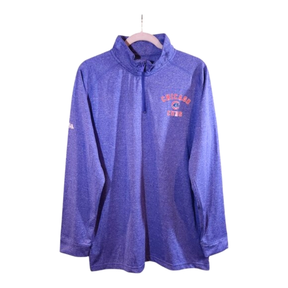 Stitches Chicago Cubs 1/4 Zip Performance Pullover in Blue Baseball Men's Large